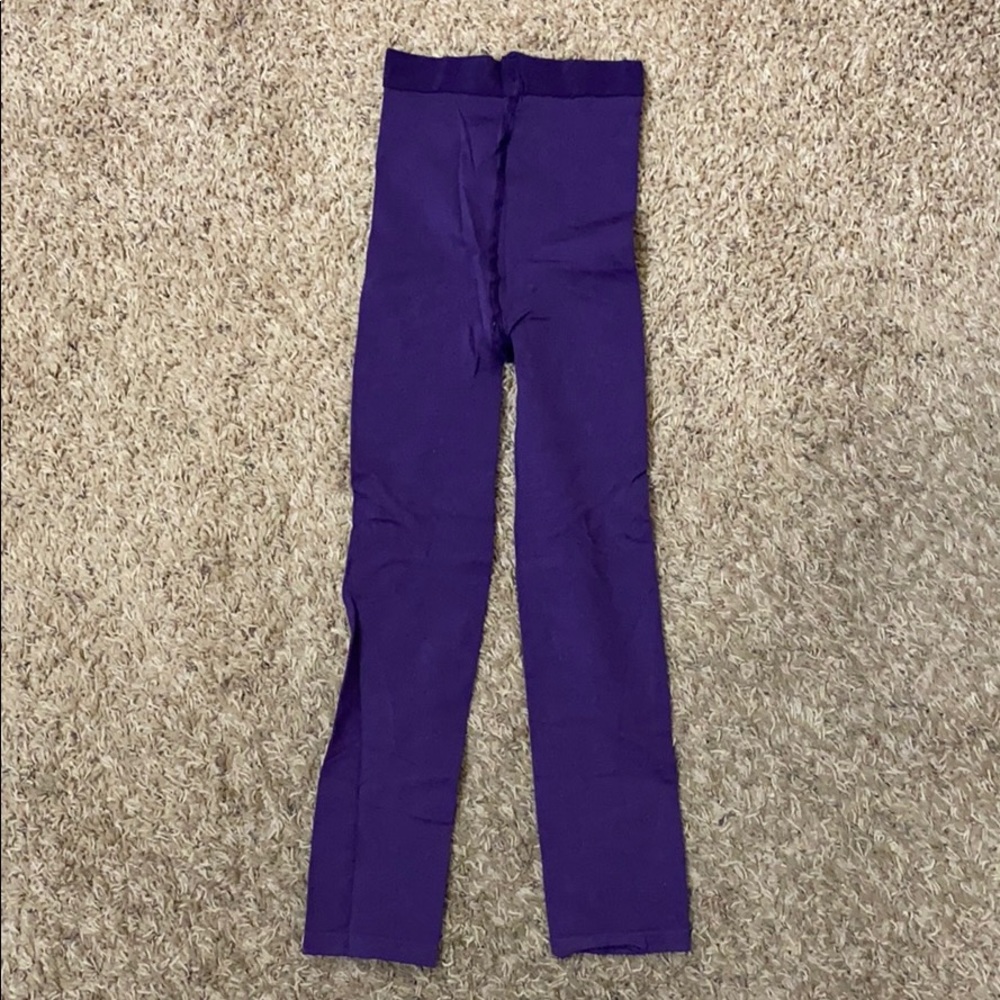 Stretchy purple sheer footless tights leggings